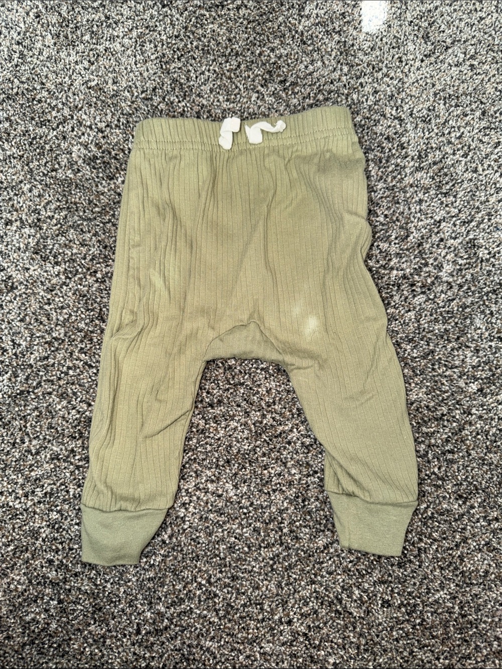 Kids Ribbed Olive Jogger Pants with Drawstring